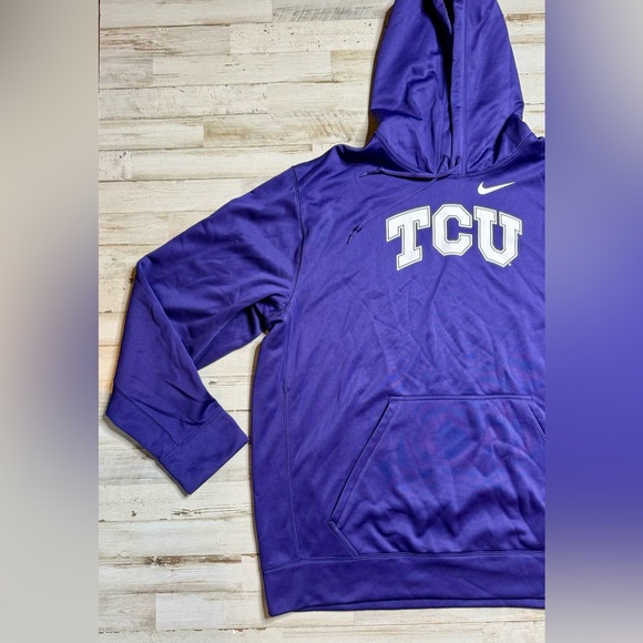 Nike Texas Christian University TCU Hoodie Men's XXL Purple Therma Fit - Picture 3 of 9